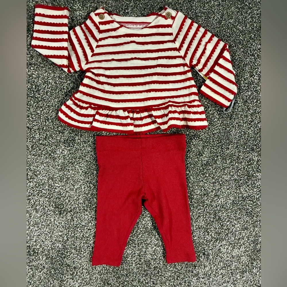 Cloud Island Girls Striped Scalloped Peplum Top & Leggings